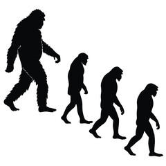 Epic Bigfoot Silhouette Vector Collection Featuring Forest, Mountain, and Mythical Cryptid Scenes in Minimalist Black Style