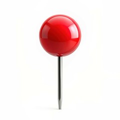 Close Up Of A Single Red Pushpin On A Clean White Background