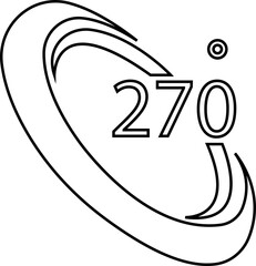 Angle 270 degrees icon Rotation Degree icons Flat vector, geometric mathematical angle radian of 270 rotation arrow symbol, isolated on transparent background, used for mobile app, web page or ui