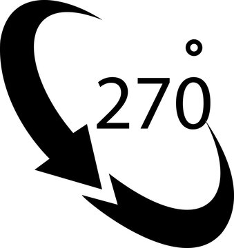 Angle 270 degrees icon Rotation Degree icons Flat vector, geometric mathematical angle radian of 270 rotation arrow symbol, isolated on transparent background, used for mobile app, web page or ui