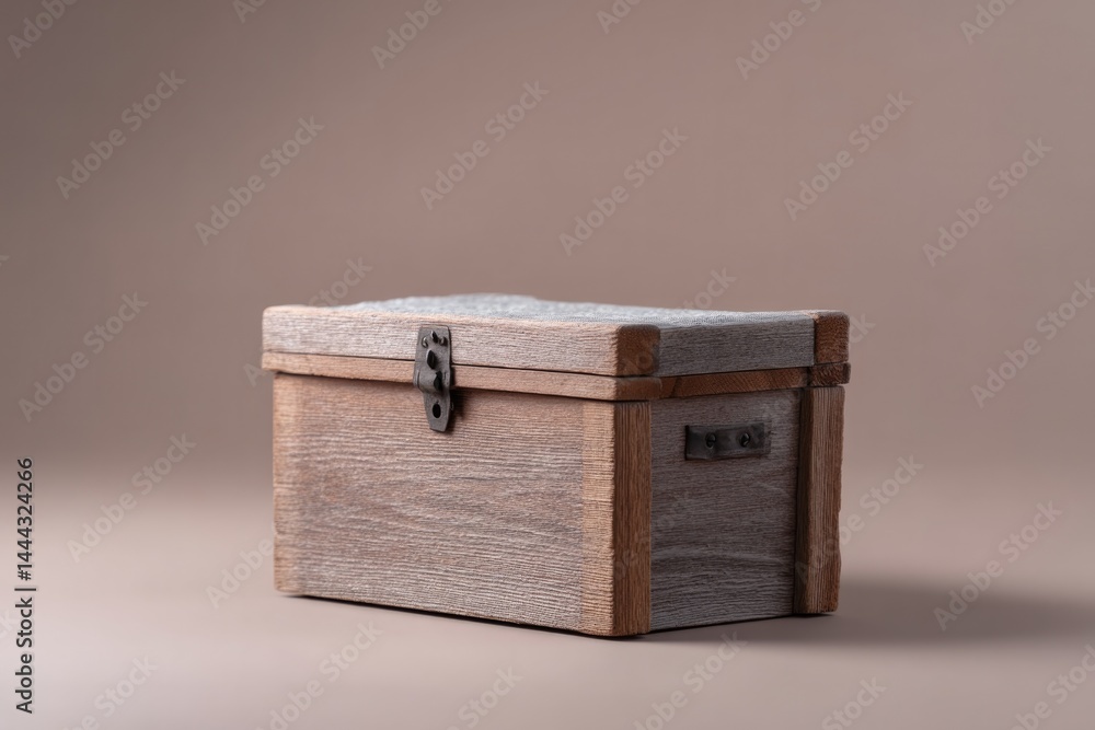 Poster treasure chest on smooth solid background perfect for minimalistic storytelling with ample copy spac
