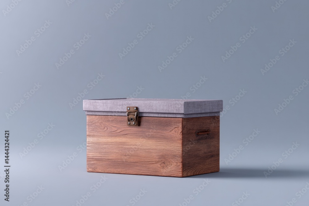 Poster treasure chest on smooth solid background perfect for minimalistic storytelling with ample copy spac