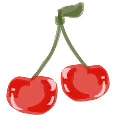 cherry illustration, cherries digital illustration