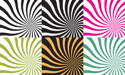 Ice-cream swirl background. Spiral candy pattern .sunburst twirl. Fun birthday banner. Vector for websites, mobile interfaces, presentations, banner, visual branding etc. Vector illustration. EPS 10