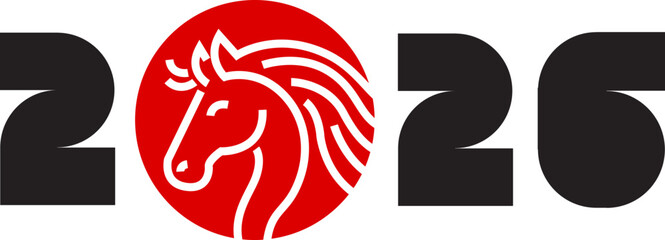 2026, year of Horse, simple design