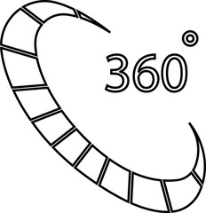 Angle 360 degrees icon Rotation Degree icons Flat vector, geometric mathematical angle radian of 360 rotation arrow symbol, isolated on transparent background, used for mobile app, web page or ui