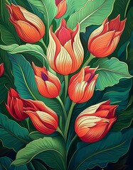 Abstract Orange Tulip Floral Arrangement