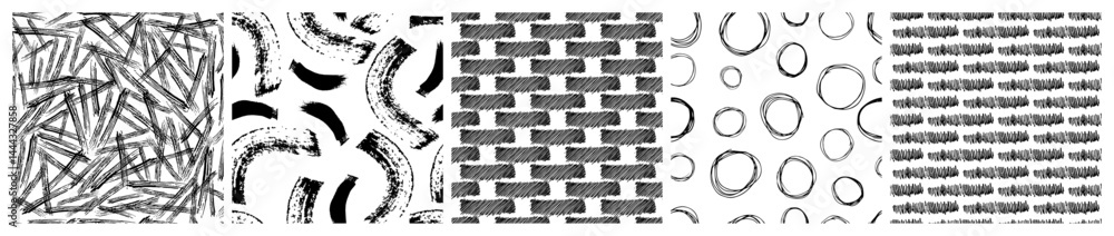 Poster set of seamless patterns with scribble smears