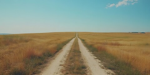 Naklejka premium Endless Country Road: A Journey Through Golden Fields