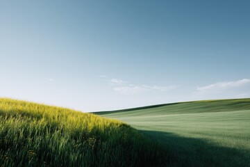 Fototapeta premium abstract landscape of minimalistic fields under clear blue sky highlighting diverse geometric patterns