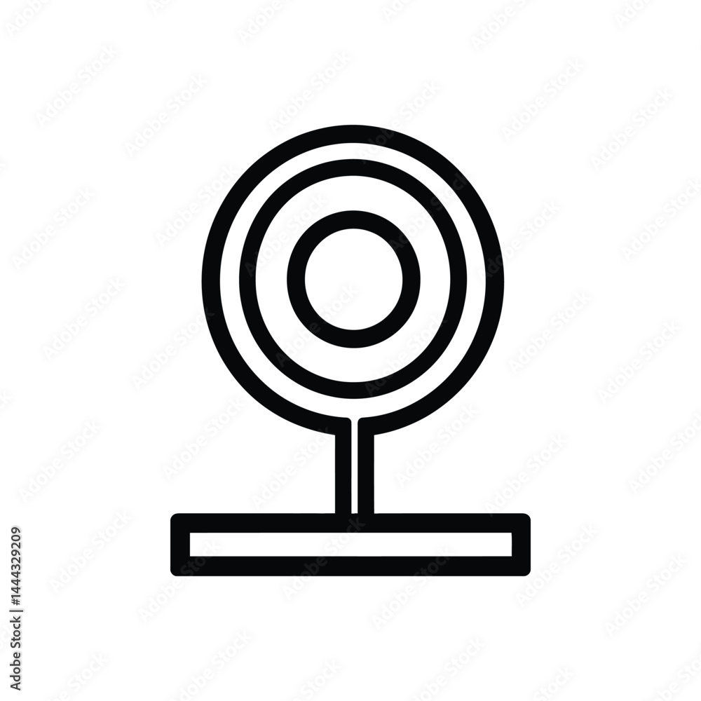 Aufkleber black outline target with stand icon on transparent background design element