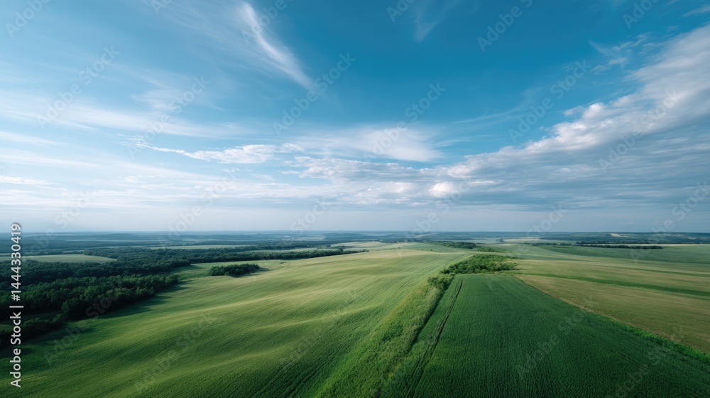 Poster aerial view of expansive abstract fields blending textures and colors