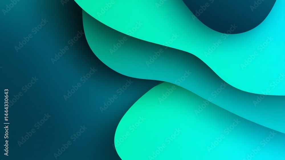 Poster abstract teal layered waves background with modern gradient design
