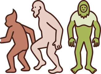 Epic Bigfoot Silhouette Vector Collection Featuring Forest, Mountain, and Mythical Cryptid Scenes in Minimalist Black Style