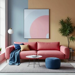 Modern Living Room with Colorful Decor and Cozy Sofa