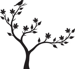 Obraz premium birds on a branch, bird, tree, branch, vector, nature, illustration, birds, spring, flower, animal, leaf, design, love, cute, cartoon, card, floral, plant, drawing, decoration, season, summer, twig, p