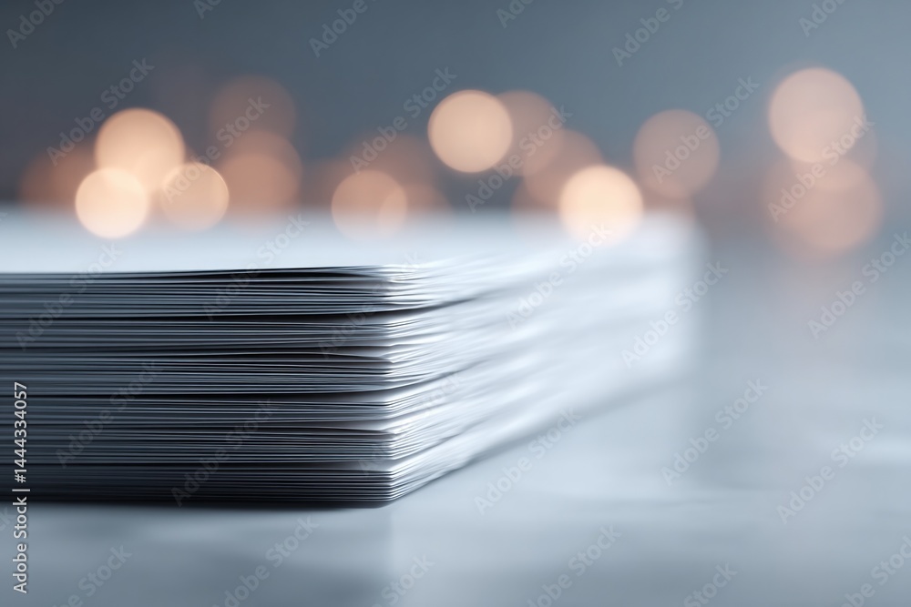 Poster empty boardroom table and stack of financial reports minimalistic design bright lighting and ample c