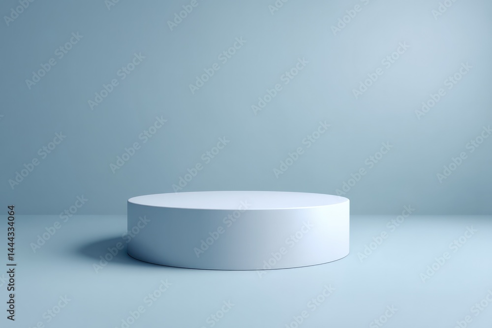 Poster round empty podium stands isolated casting soft shadows on simple monochromatic background