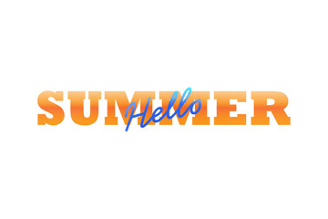 夏の訪れを祝福する、Hello Summer（ハローサマー）の文字の、シンプルなロゴマーク（ベクター素材）
