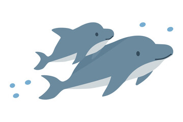 シンプルなイルカの親子のイラスト