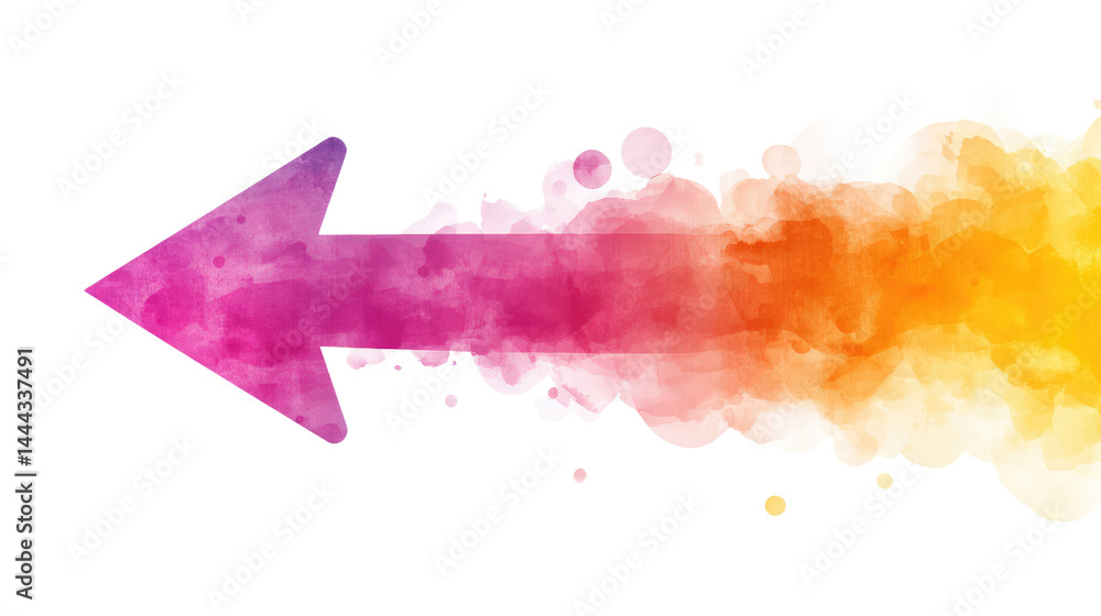 Poster abstract watercolor arrow illustration with vibrant colors showcasing movement and direction in a cr
