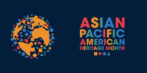Asian Pacific American Heritage, Colorful Poster, Banner Design Template.