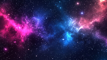 Fototapeta premium cosmic scene featuring nebula with shades of pink, blue, and purple, surrounded by countless stars, evokes sense of wonder and exploration