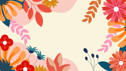 Colorful background with flowers and leaves with soft colour