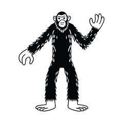 Epic Bigfoot Silhouette Vector Collection Featuring Forest, Mountain, and Mythical Cryptid Scenes in Minimalist Black Style