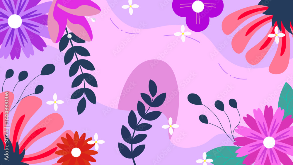 Poster flat colorful spring background and cheerful design