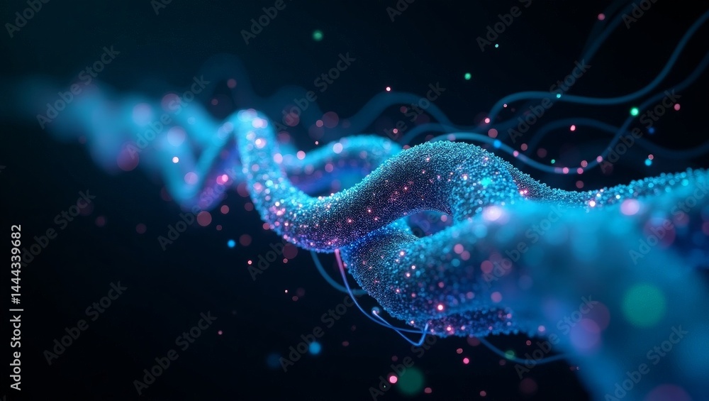 Aufkleber abstract digital art depicting a glowing, animated data stream with particle effects