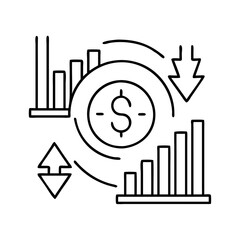 exchange rate fluctuations icon, exchange rate fluctuations line art - simple line art of exchange rate fluctuations, perfect for exchange rate fluctuations logos and icons