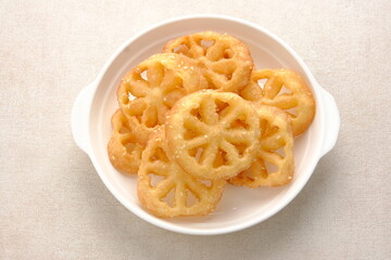 Kembang Goyang, Indonesian crispy fried snack in flowers shape.
