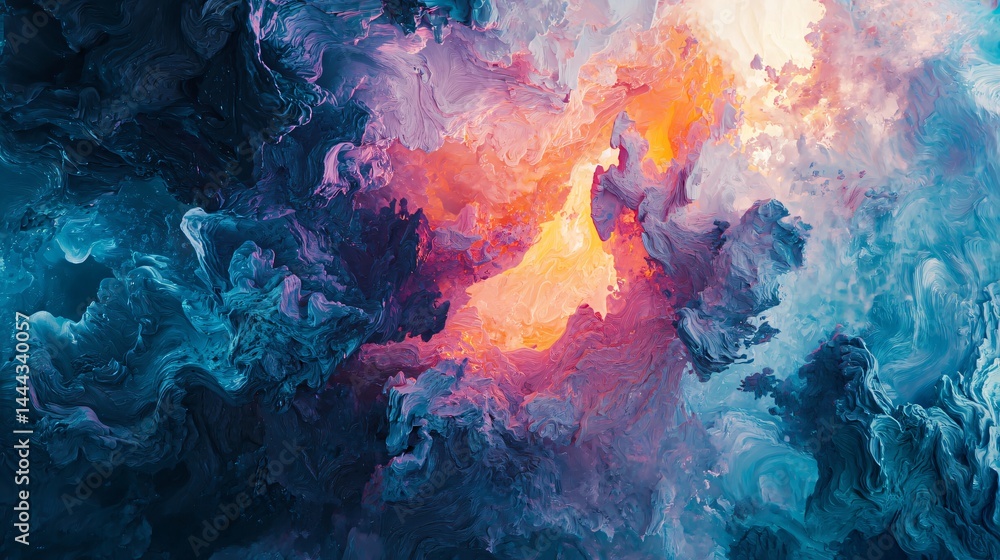 Poster captivating abstract painting of fiery flames with vivid colors and dynamic energy in high-key light
