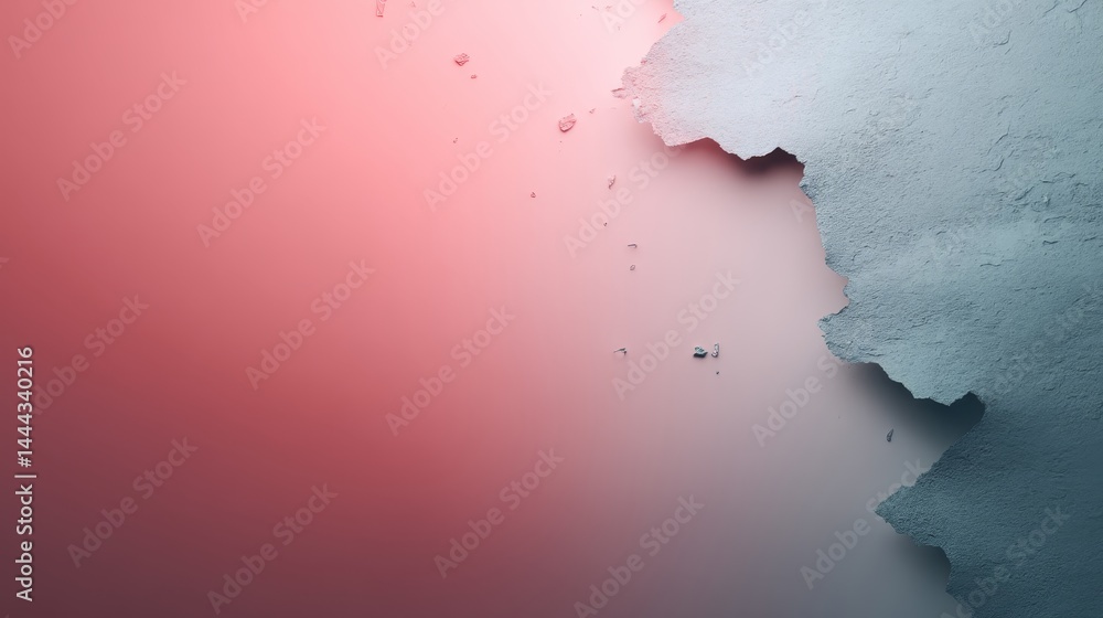 Poster a medium shot from a top-down angle showcases a vibrant gradient background blending coral and teal 