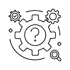 gear problem solving icon, gear problem solving line art - simple line art of gear problem solving, perfect for gear problem solving logos and icons