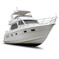 Fototapeta premium White luxury yacht front view isolated on white background