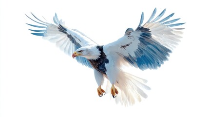 Obraz premium Powerful eagle soaring against a white background