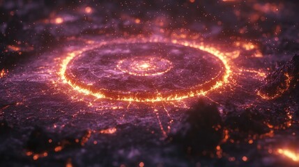 Obraz premium Fiery ring of destruction on a scorched landscape