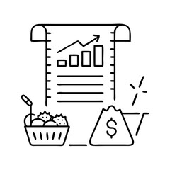 Obraz premium grocery bill rising icon, grocery bill rising line art - simple line art of grocery bill rising, perfect for grocery bill rising logos and icons