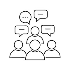 group discussion icon, group discussion line art - simple line art of group discussion, perfect for group discussion logos and icons