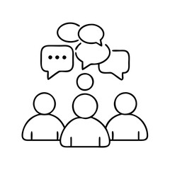 group discussion icon, group discussion line art - simple line art of group discussion, perfect for group discussion logos and icons