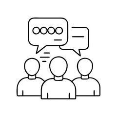 group discussion icon, group discussion line art - simple line art of group discussion, perfect for group discussion logos and icons