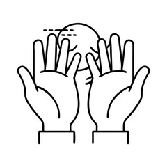 hands on practice icon, hands on practice line art - simple line art of hands on practice, perfect for hands on practice logos and icons