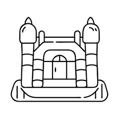 inflatable bounce house icon, inflatable bounce house line art - simple line art of inflatable bounce house, perfect for inflatable bounce house logos and icons