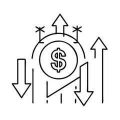 inflation symbol icon, inflation symbol line art - simple line art of inflation symbol, perfect for inflation symbol logos and icons