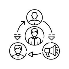 influencer collaboration icon, influencer collaboration line art - simple line art of influencer collaboration, perfect for influencer collaboration logos and icons
