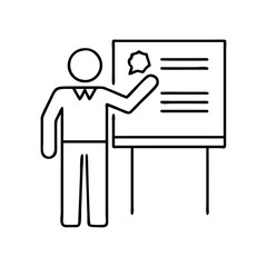 instructor at a board icon, instructor at a board line art - simple line art of instructor at a board, perfect for instructor at a board logos and icons