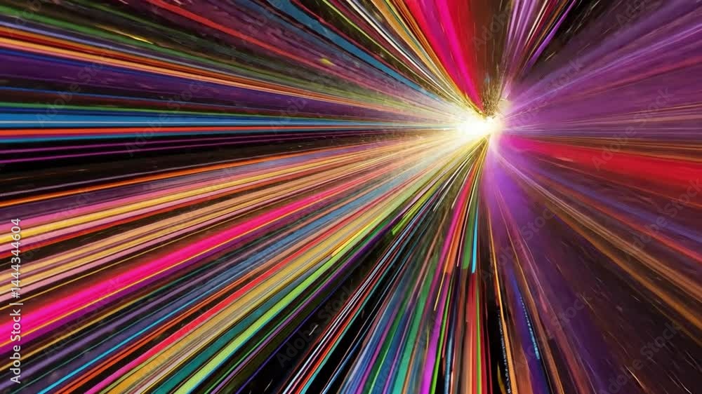 Poster vibrant and dynamic light streaks create abstract visual effect, radiating energy and speed in color