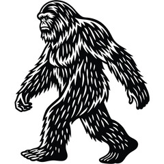 Epic Bigfoot Silhouette Vector Collection Featuring Forest, Mountain, and Mythical Cryptid Scenes in Minimalist Black Style